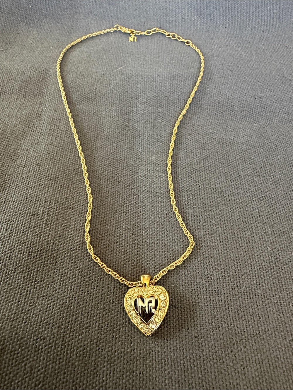 Nina Ricci Gold Heart Pendant Necklace with Accent and Crystal Halo - Picture 2 of 11